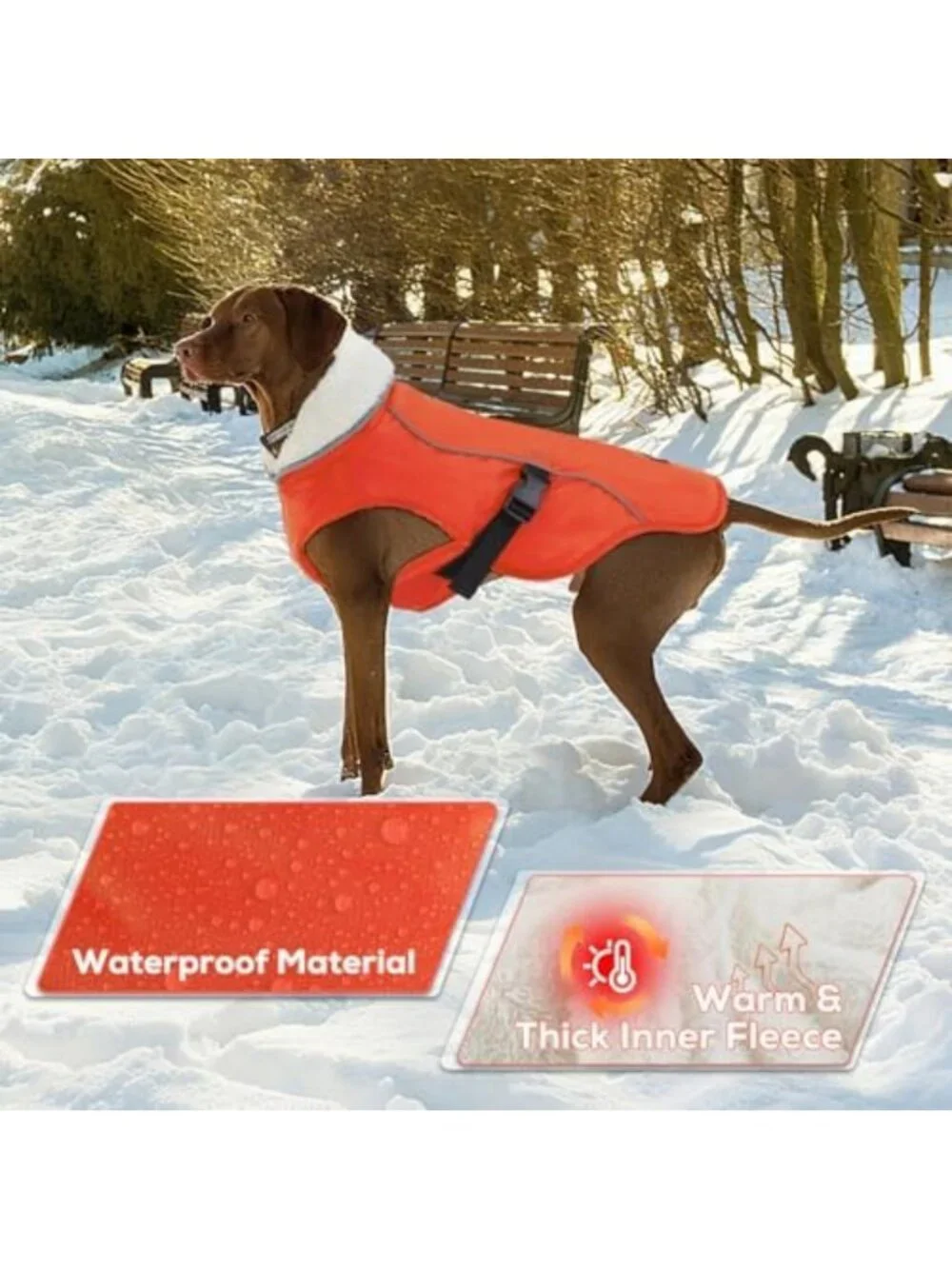 Waterproof Fleece Dog Jacket for Large Dogs - Cozy Winter Coat, Warm & Stylish